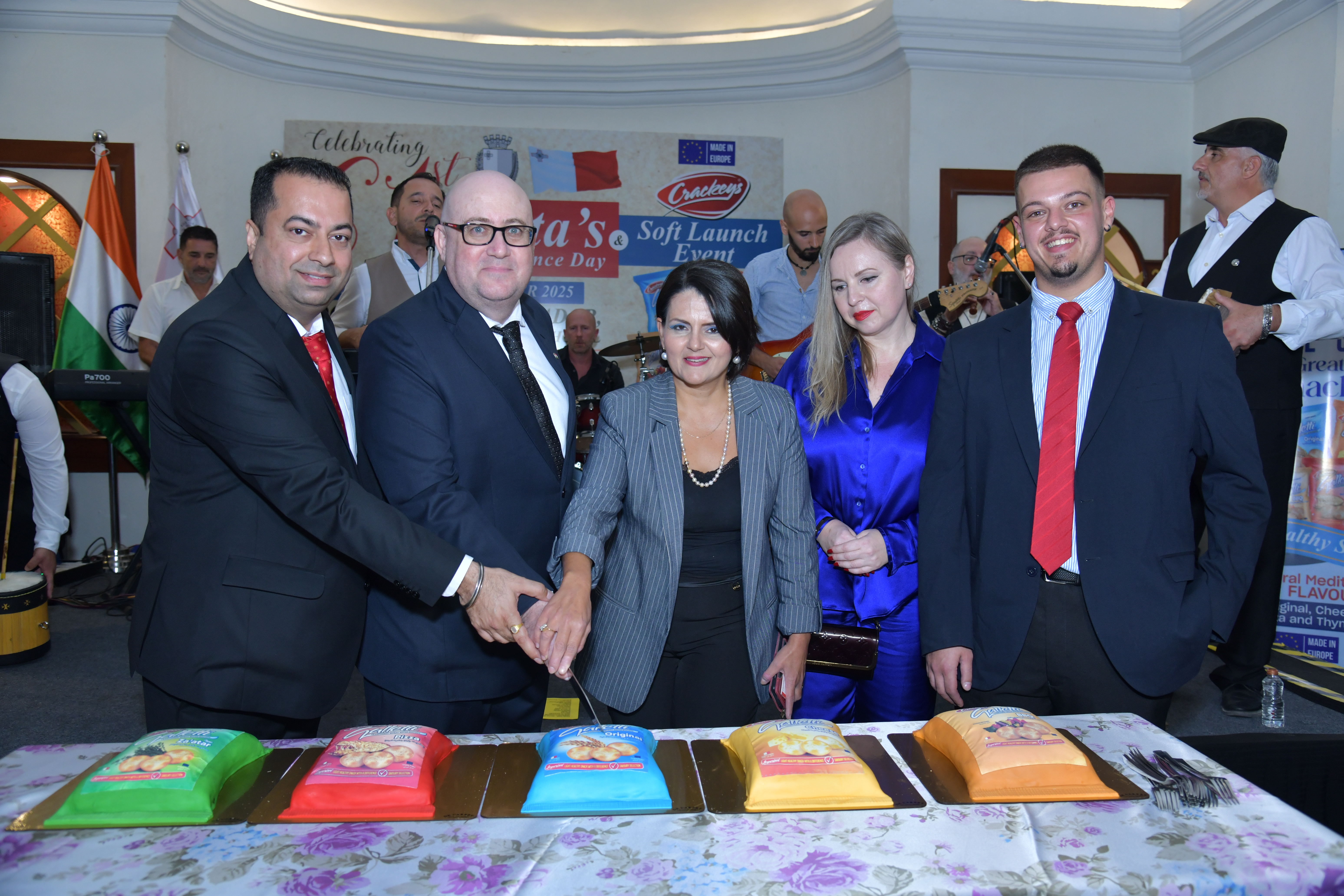 Cake cutting ceremony officially launching the Maltese Galletti Crackeys Brand in the Indian Market