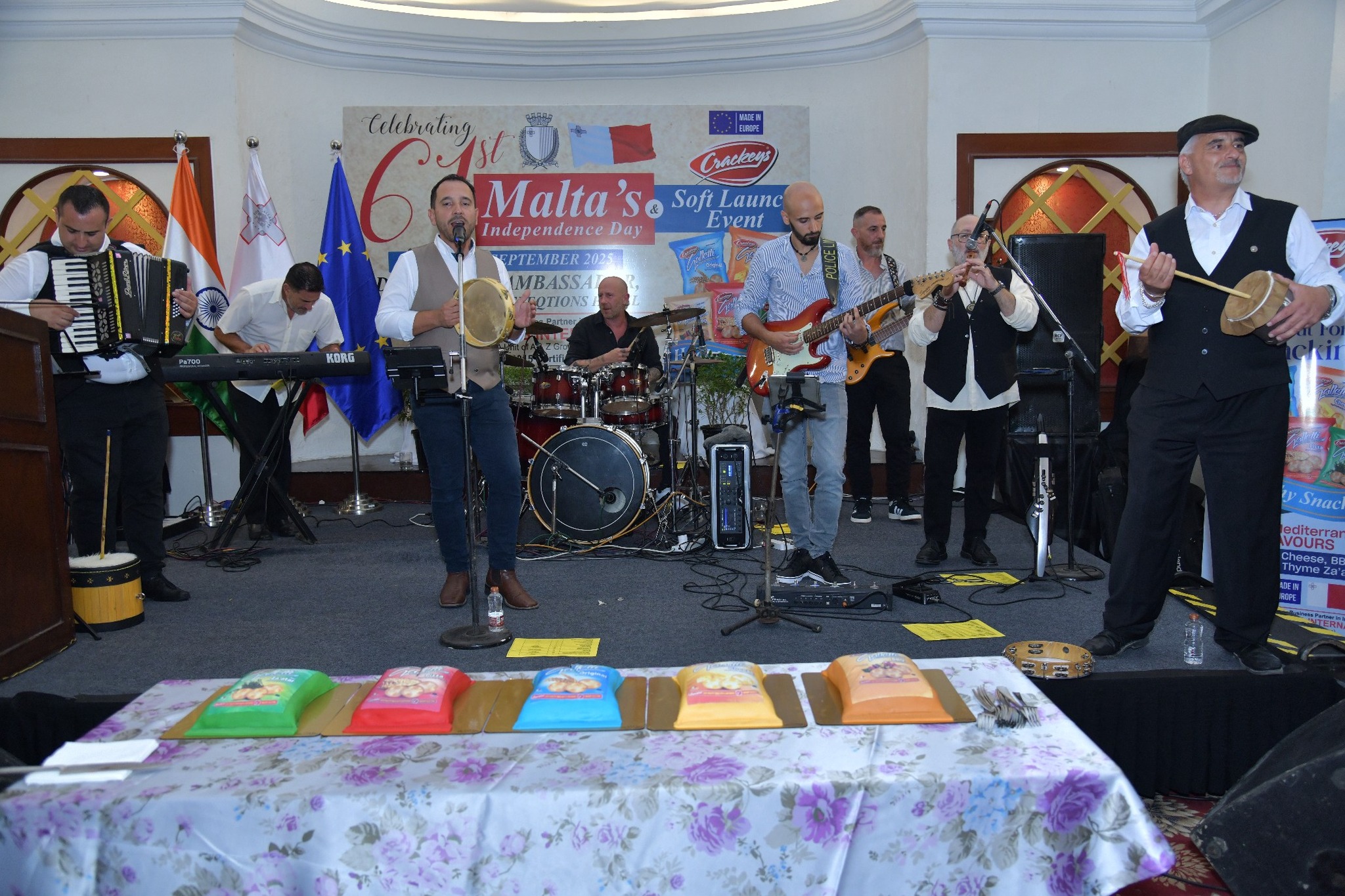 Kantera Maltese Musical Folk Group, entertaining guests at the Independence Day Reception of Malta in New Delhi, 29 September 2025