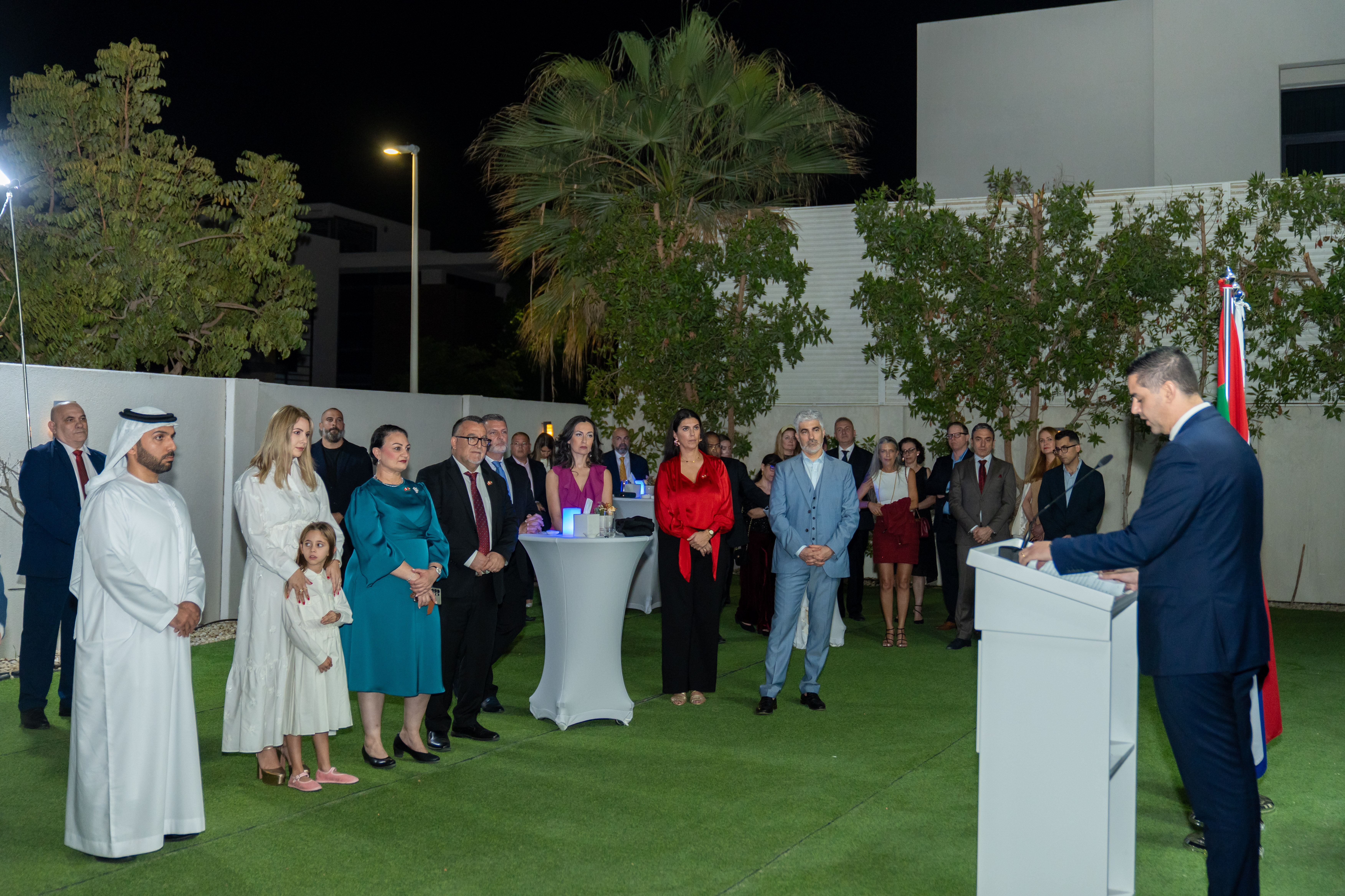 Minister Dr Ian Borg delivering his address to the Maltese Community in the UAE