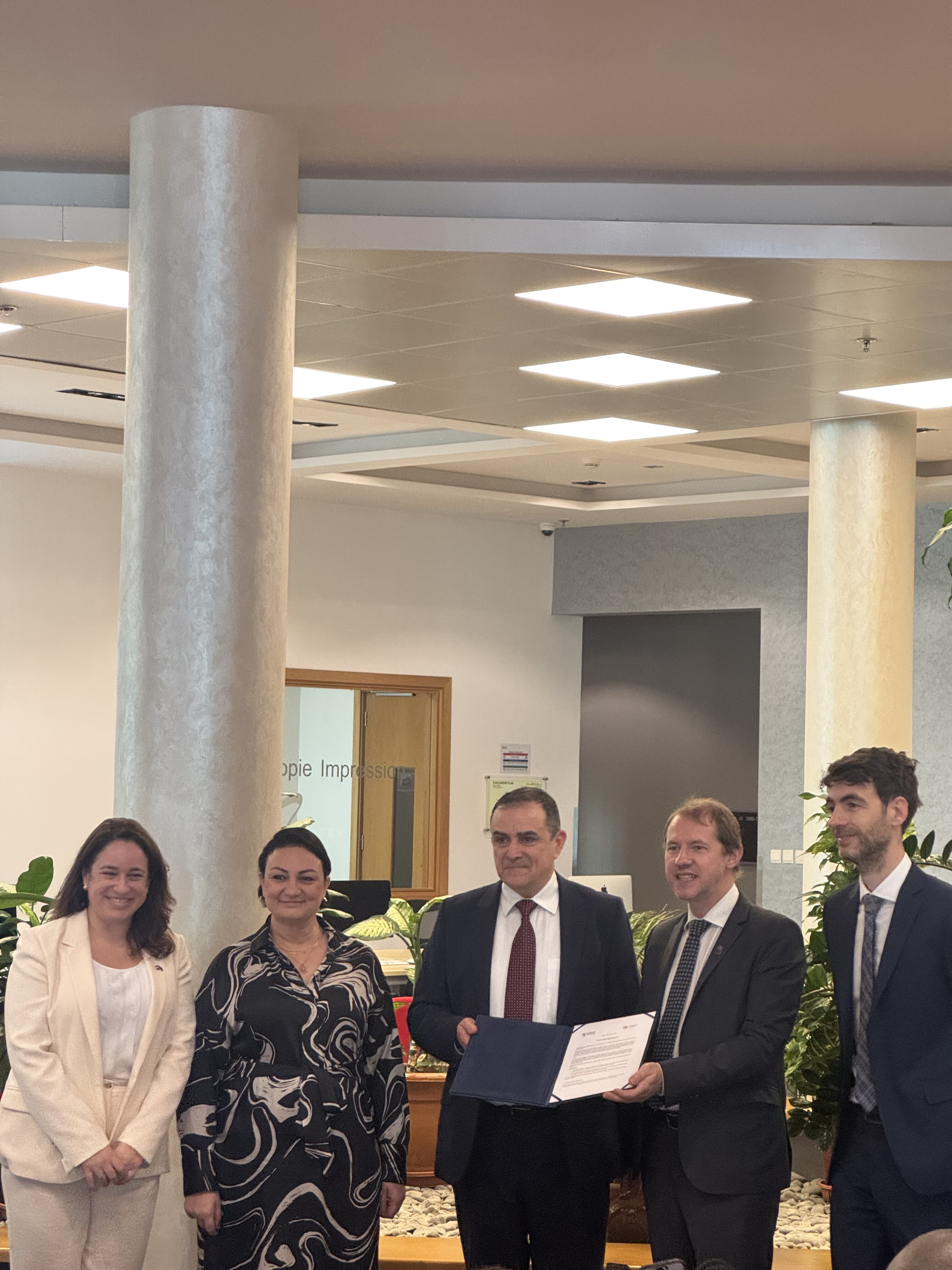 Maltese officials and Sorbonne University Staff posing with the signed agreement