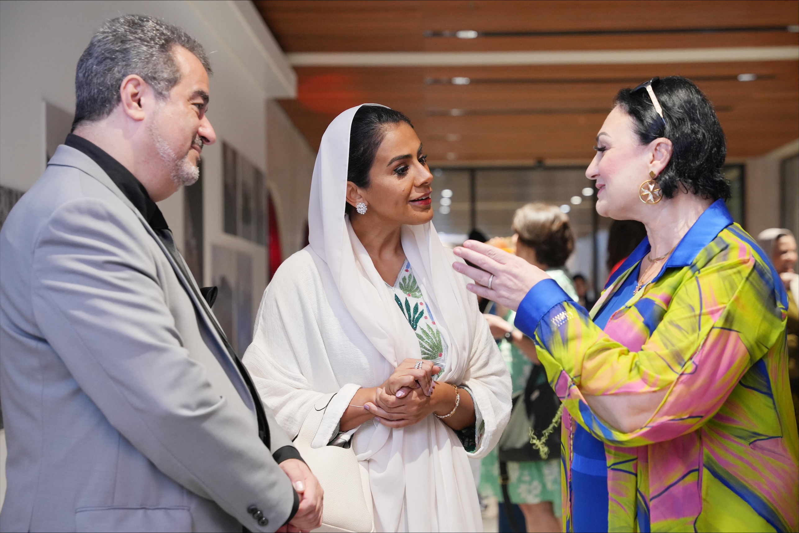 Ambassador Calleja, Sheikha Alia Bint Khaled Al Qassimi, CEO (UAE National Orchestra), and guest, during the official opening.