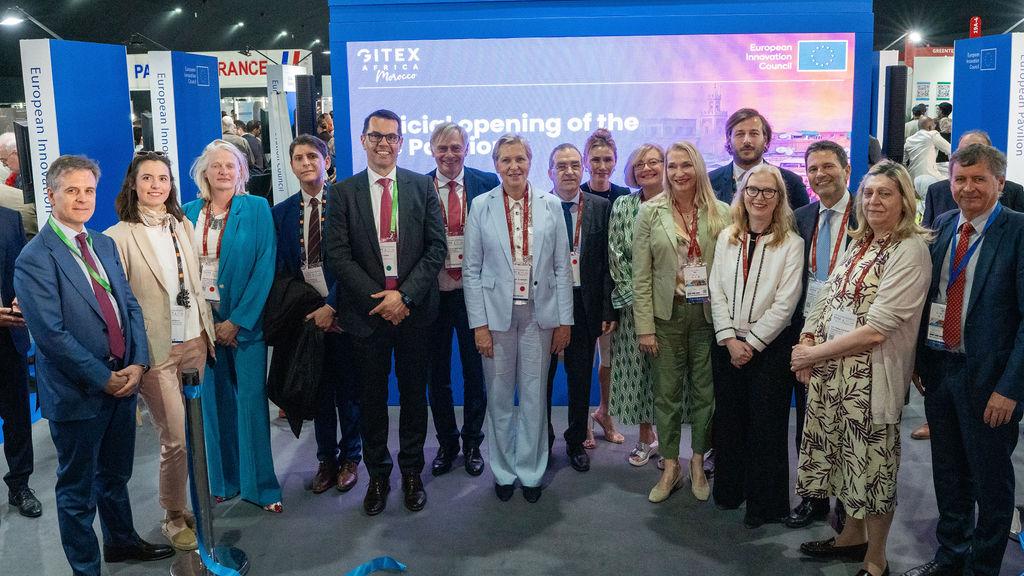 Family photo of Consul General and other heads of mission at the EU stand in GITEX