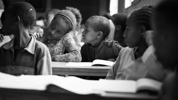 Children seated in a classroom at a Franciscan-supported orphanage in Addis Ababa, Ethiopia.