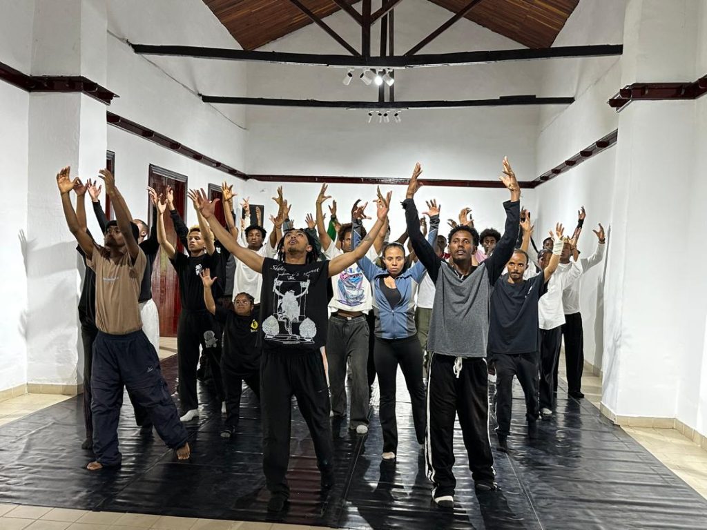 Ethiopian dance students performing a piece created during the three-day workshop.